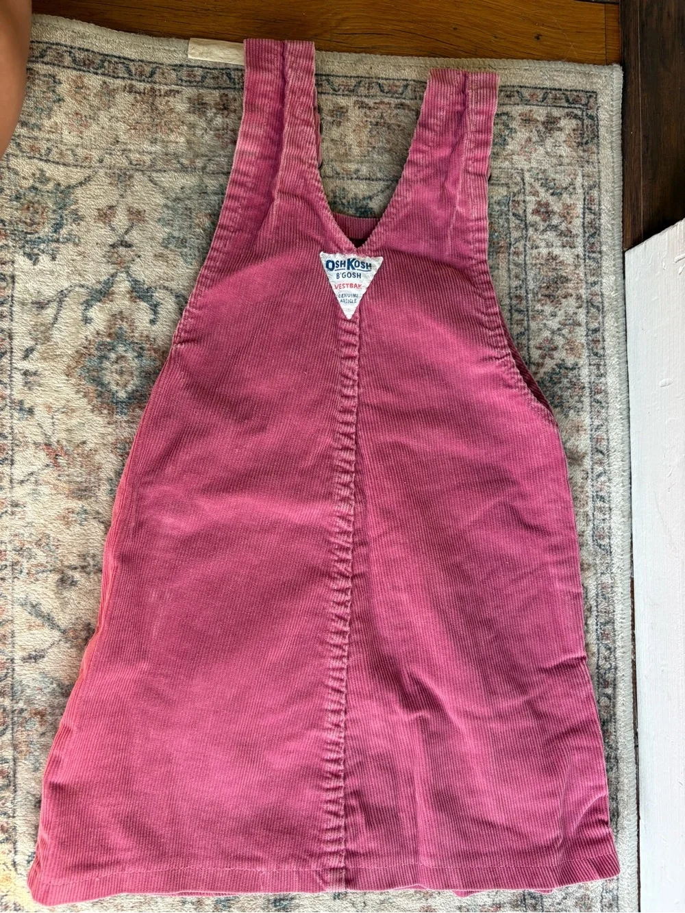 Vintage Girls Pink Corduroy Overall Dress Size 4T
